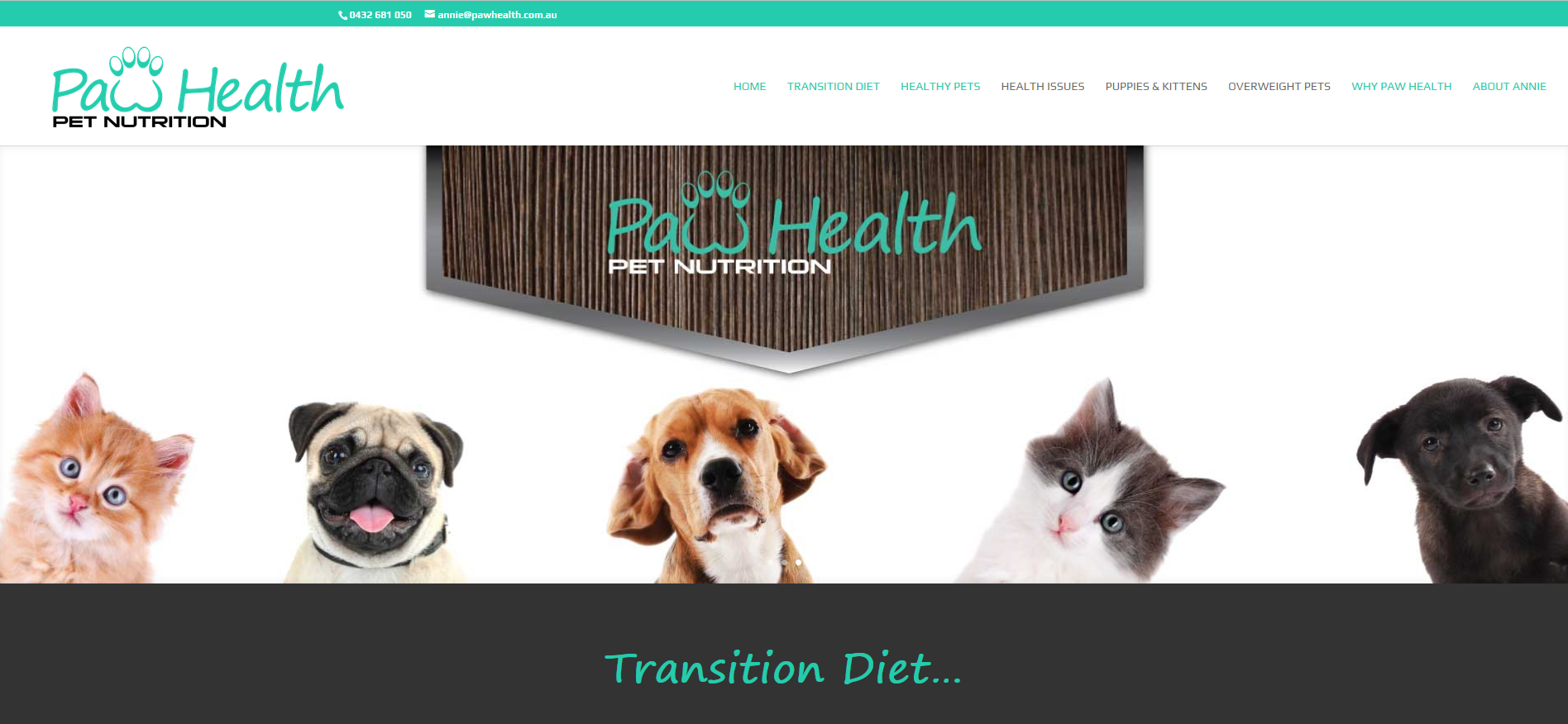 pet nutrition website - Paw Health
