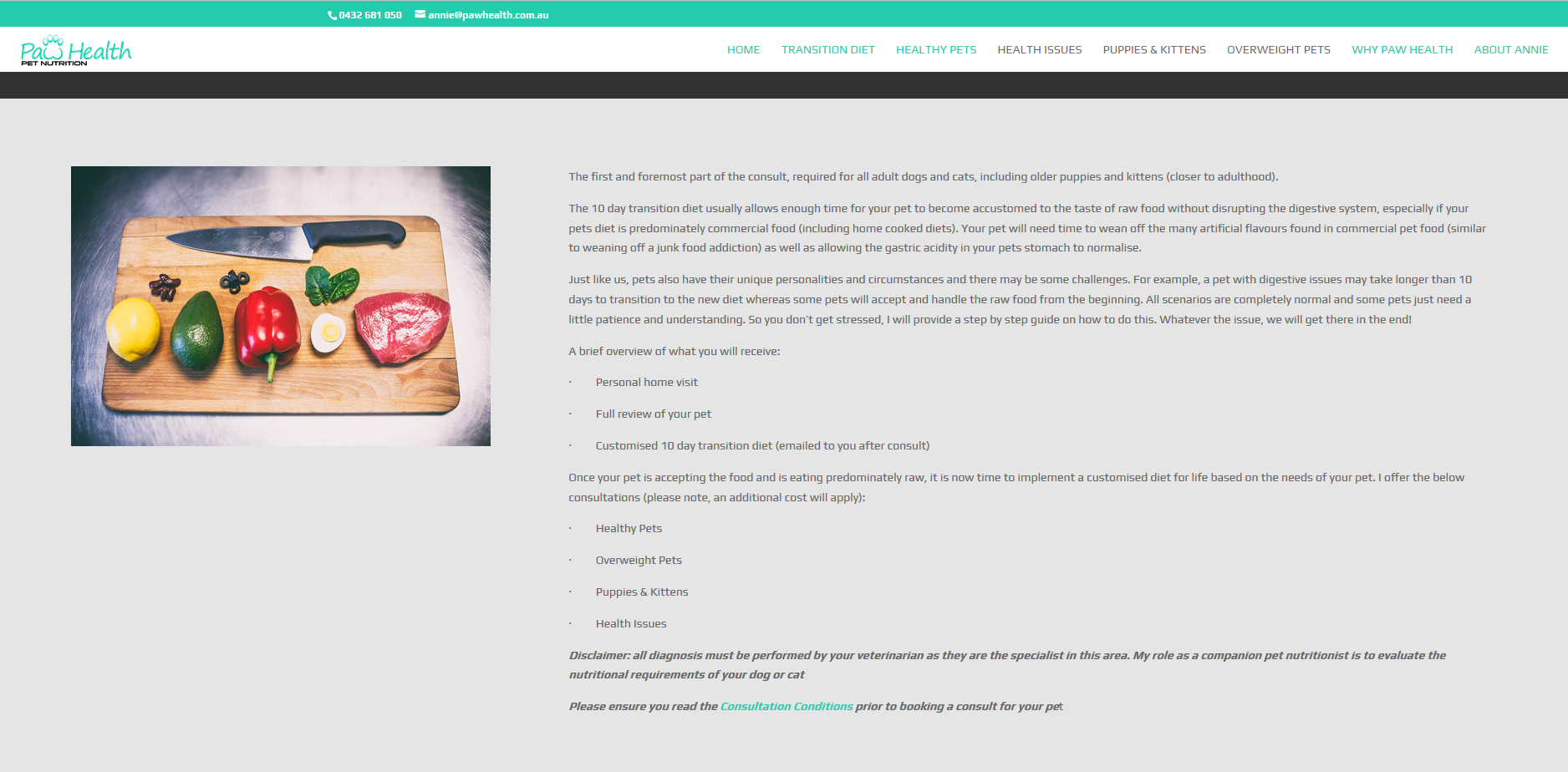 pet nutrition website