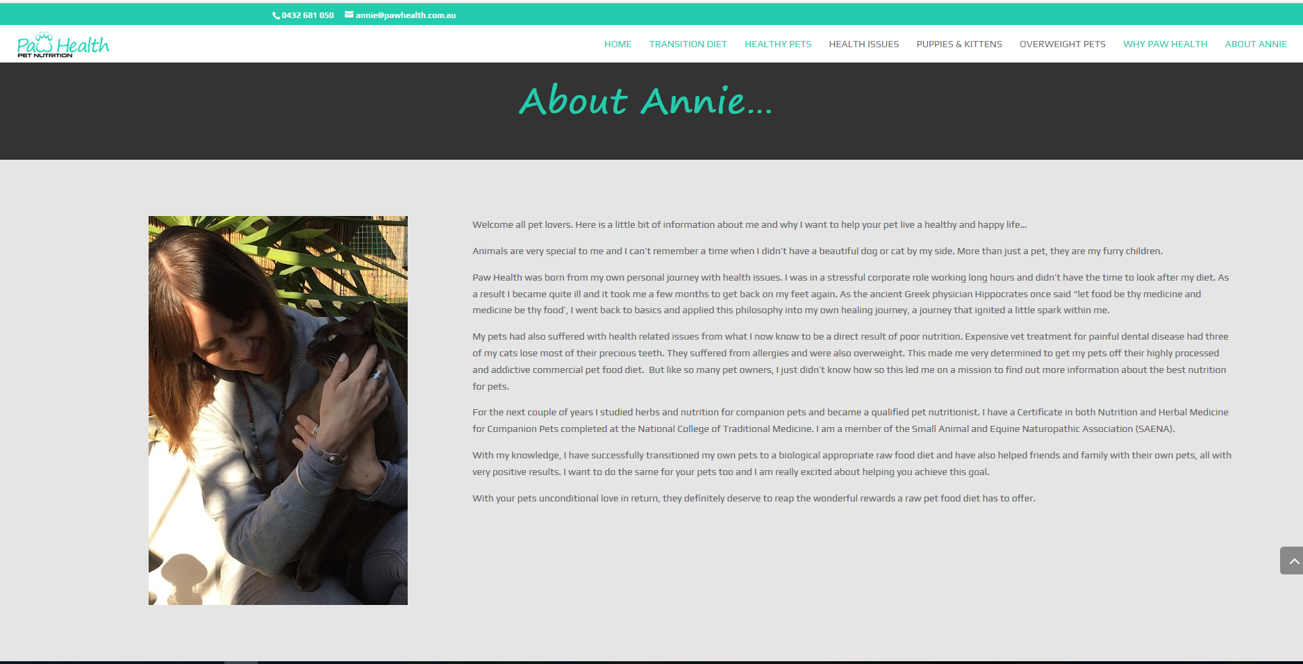 pet nutrition website